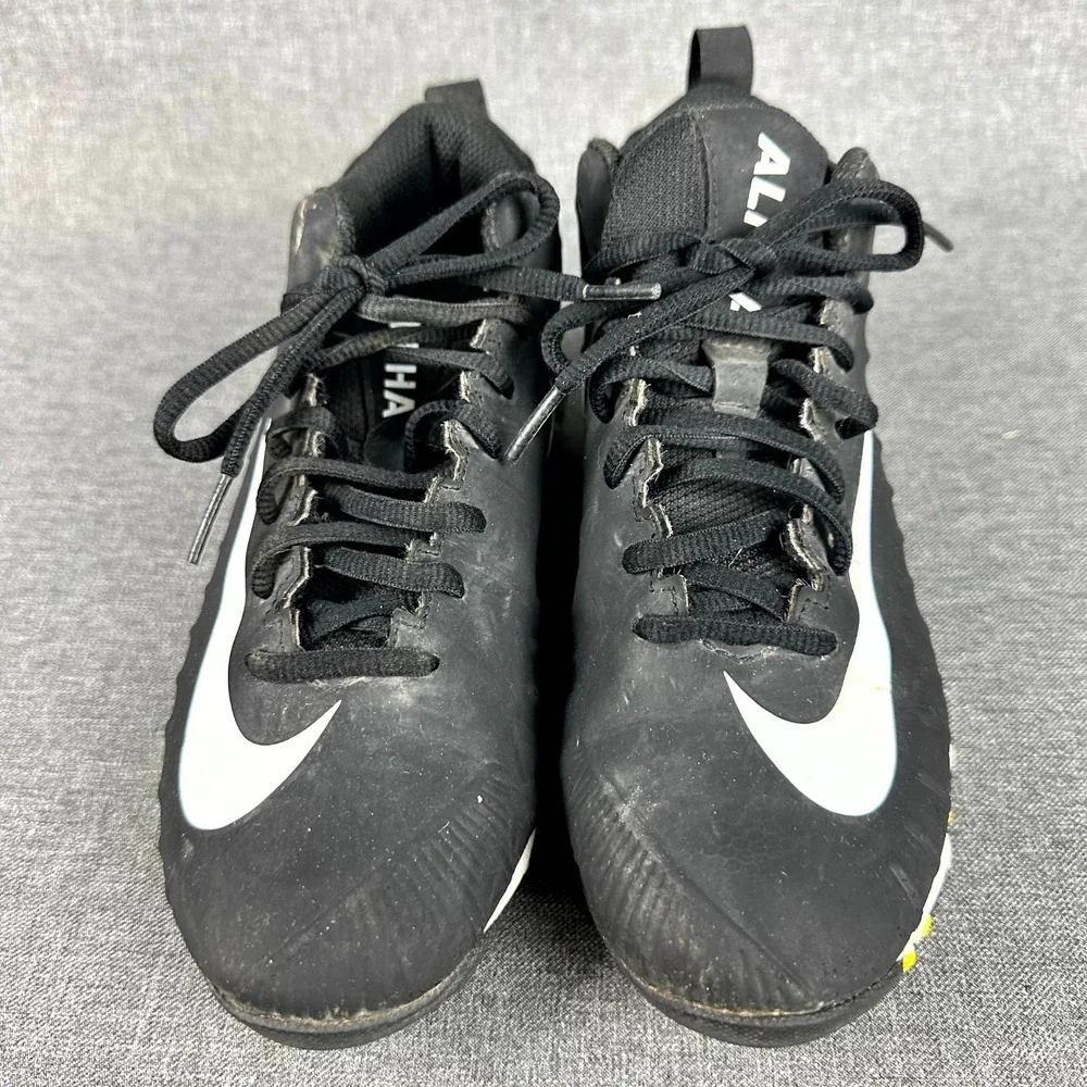 Nike Alpha Menace Shark 902510-011‎ Kids 3Y Black White Lace up Football Cleats